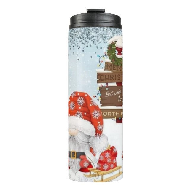 Garrafa Térmica Feliz Natal Gnomos (Frente)