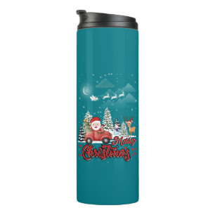Garrafa Térmica Feliz Natal Papais noeis Vermelhos Presentes de Ca