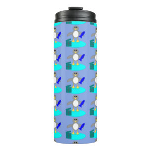 Garrafa Térmica Feliz Natal Pesca Pinguim Tumbler Térmico