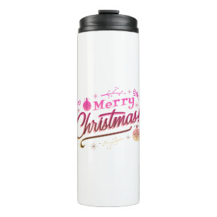 Garrafa Térmica Feliz Natal Red Pink Festivo design