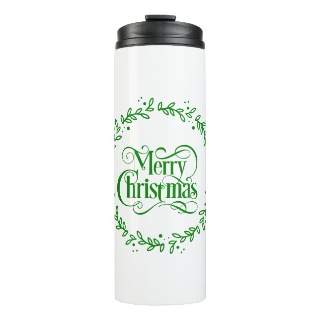 Garrafa Térmica Feliz Natal verde (Frente)