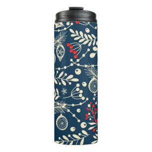 Garrafa Térmica Feliz Natal: Vintage de inverno sem costura