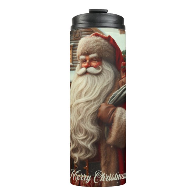 Garrafa Térmica Feliz Papais noeis de Natal (Frente)