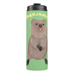 Garrafa Térmica Feliz sorriso, design de desenho animado de quokka