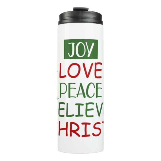 Garrafa Térmica Feliz Xmas Joy Love Peace Acredite (Frente)