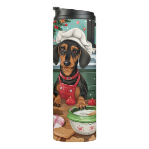 Garrafa Térmica Férias Dachshund Baking: Natal Festivo