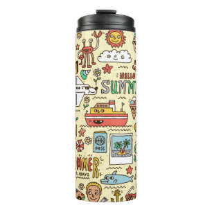 Garrafa Térmica Férias de Verão - Viagem Funny Doodle vinta