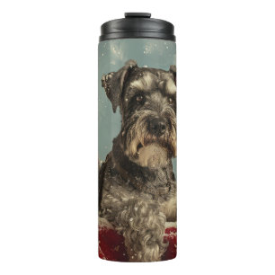 Garrafa Térmica Festa de Natal do Cão Schnauzer