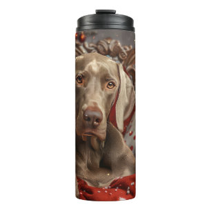Garrafa Térmica Festa de Natal do Cão Weimaraner