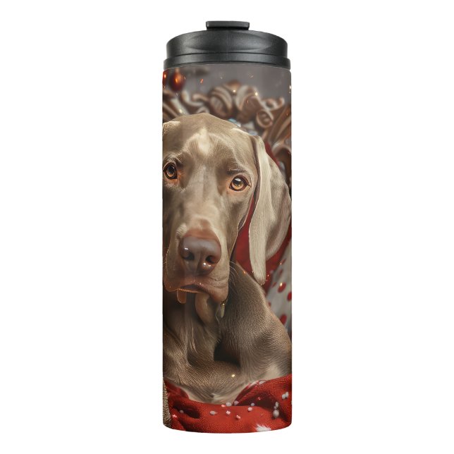 Garrafa Térmica Festa de Natal do Cão Weimaraner (Frente)