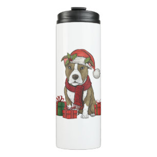Garrafa Térmica Festas de Natal do Cachorro Pitbull Americano Terr