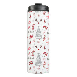 Garrafa Térmica Festive Christmas – Santa, Reindeer & Joy Design