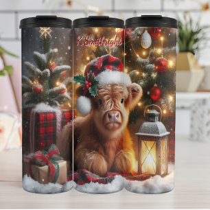Garrafa Térmica Festivo Highland Calf Christmas