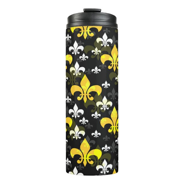 Garrafa Térmica Feur de Lis branco amarelo (Frente)