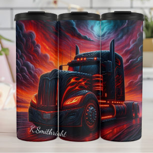 Garrafa Térmica Fiery Black Semi Truck Sunset