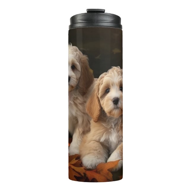 Garrafa Térmica Filhote de Cockapoo Delícia de Outono Abóbora  (Frente)
