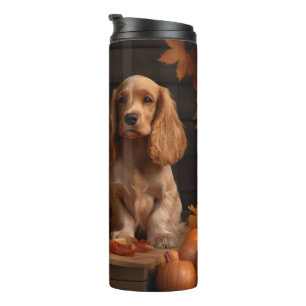 Garrafa Térmica Filhote de Cocker Spaniel Delícia de Outono Abóbor