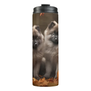 Garrafa Térmica Filhote de Keeshond Outono Prazer Abóbora