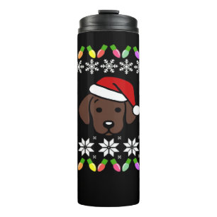 Garrafa Térmica Filhote de Labrador Chocolate Natal Papai Noel Ove