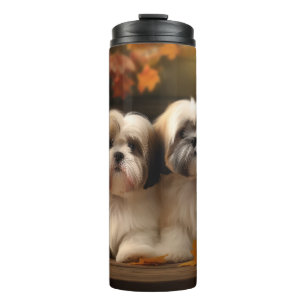 Garrafa Térmica Filhote de Lhasa Apso Delícia de Outono Abóbora