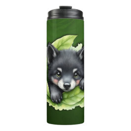 Garrafa Térmica Filhote de lobo no verde: