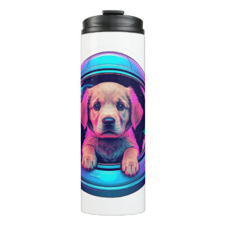 Garrafa Térmica Filhote de Retriever Dourado Astronauta Fofo