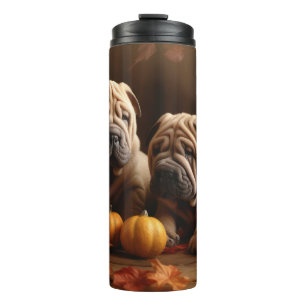 Garrafa Térmica Filhote Shar Pei Delícia de Outono Abóbora