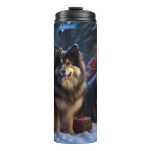 Garrafa Térmica Finnish Lapphund Neve Trenó Natal Decoração