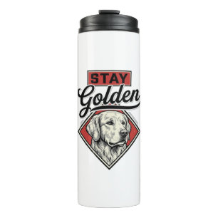Garrafa Térmica Fique Dourado Retriever Vintage Cão Desenho Vetori