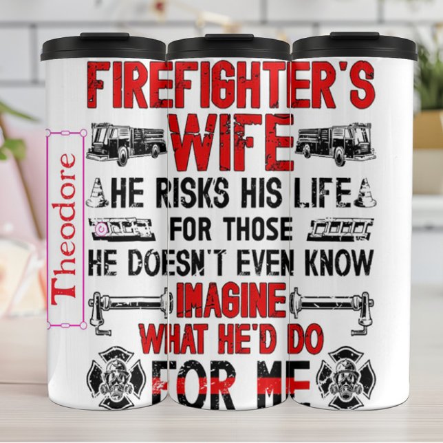 Garrafa Térmica Firefighter Wife's Proud Slogan (Criador carregado)