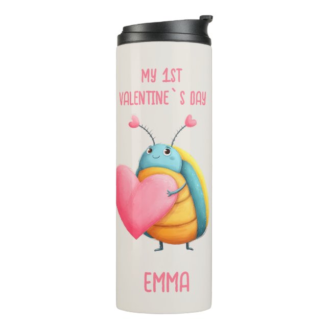 Garrafa Térmica First Valentines Day Cute Bug Mug (Giro à esquerda)