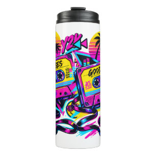 Garrafa Térmica Fita Cassete Retro Neon Vintage Anos 90 Aço Inox T