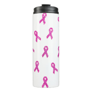 Garrafa Térmica Fitas de Brilho Rosa com Fundo Branco