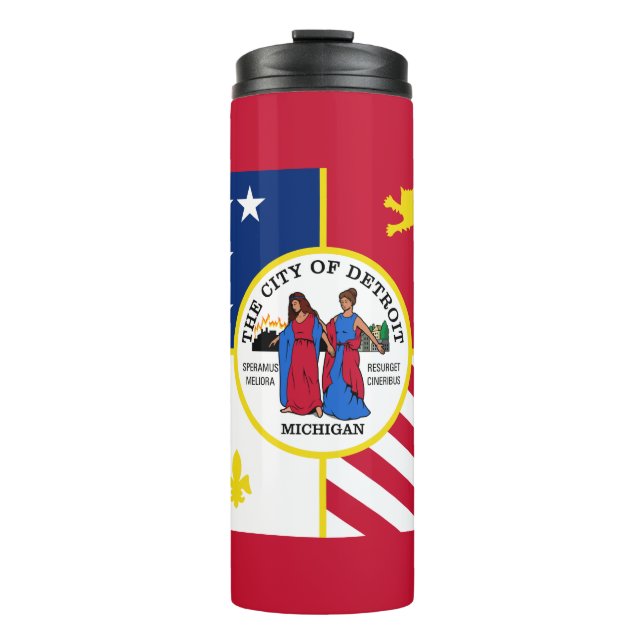 Garrafa Térmica Flag of Detroit, Michigan Thermal Tumbler (Frente)