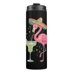 Garrafa Térmica Flamingo Bebendo Margarita Engraçado Poncho Mexica