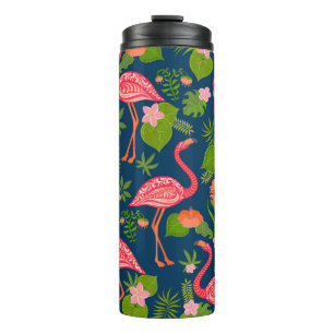 Garrafa Térmica Flamingo Cor-de-Rosa: Vintage com Turquesa Strike