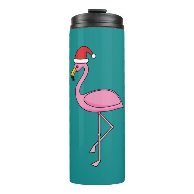 Garrafa Térmica Flamingo de Natal com Santa Hat (Frente)