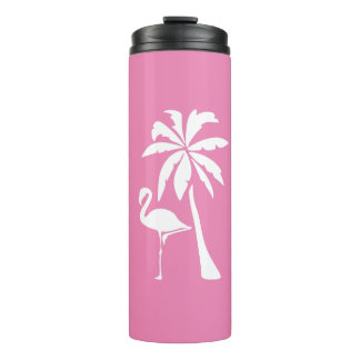 Garrafa Térmica Flamingo rosa e Palm  