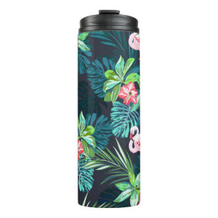 Garrafa Térmica Flamingo Tropical: Padrão de Flores de Verão