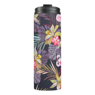 Garrafa Térmica Flamingo Tropical: Padrão sem costura de verão