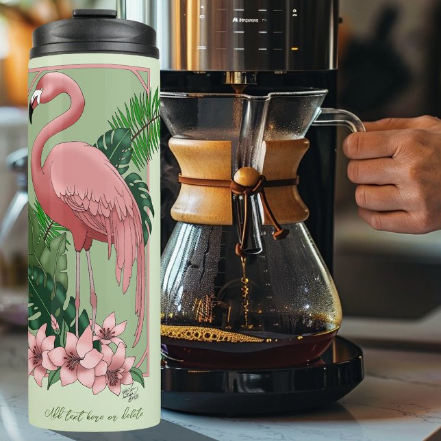 Garrafa Térmica Flamingo Verde Rosa Deixa a Lily (Criador carregado)
