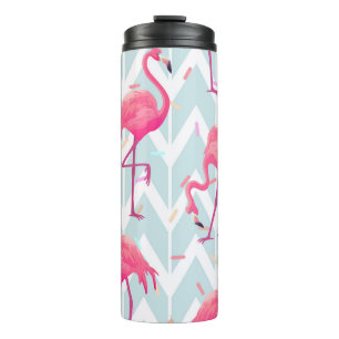 Garrafa Térmica Flamingos - Cinza De Luz: Tropical Vintage.