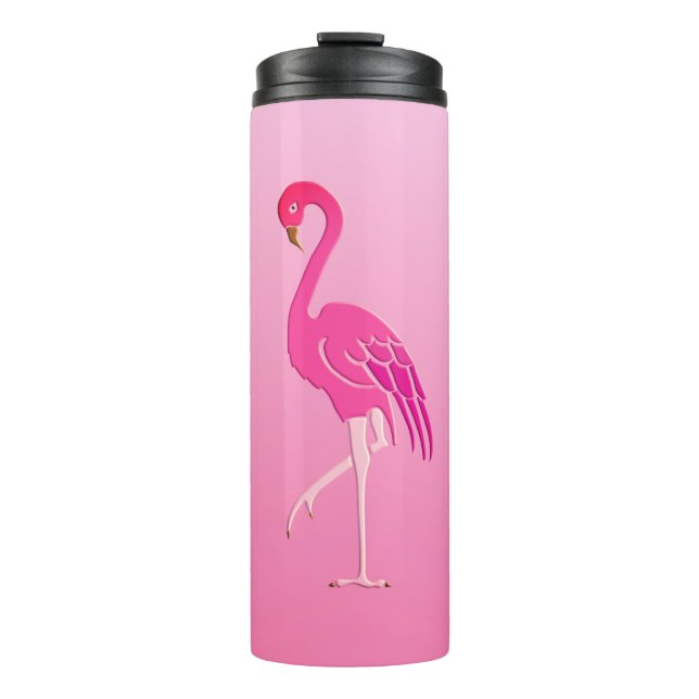 Garrafa Térmica Flamingos cor-de-rosa bonito Fúchsia e rosa pálido (Frente)