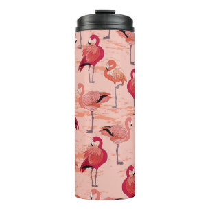 Garrafa Térmica Flamingos cor-de-rosa: padrão tropical sem costura