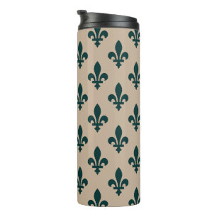 Garrafa Térmica Fleur de Lis Pattern, Real Verde Francês em Creme