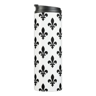 Garrafa Térmica Fleur de Lis Pattern, Royal French, preto em branc