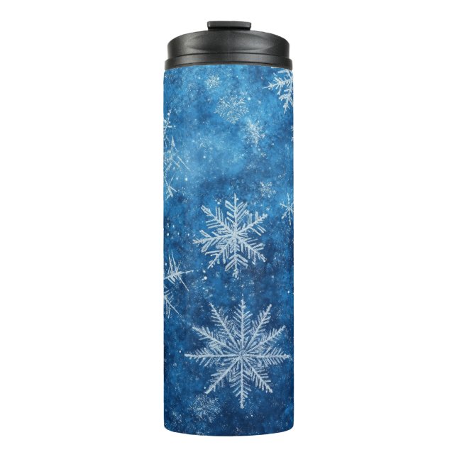 Garrafa Térmica Floco de neve de Natal Azul (Frente)