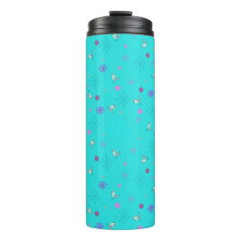 Garrafa Térmica flocos de neve e pássaros_aqua