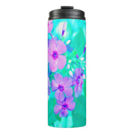Garrafa Térmica Flor bonito do Jardim Rosa no Aquamarine