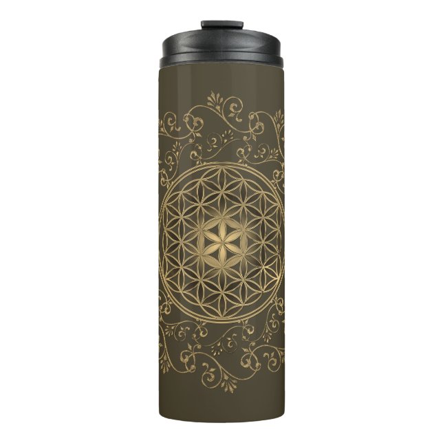 Garrafa Térmica Flor da Vida - Mandala de Enfeites Antigos 2 (Frente)